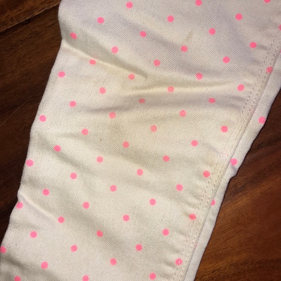 Neon pink dots on white jeans Old Navy 4T - Picture 3 of 3